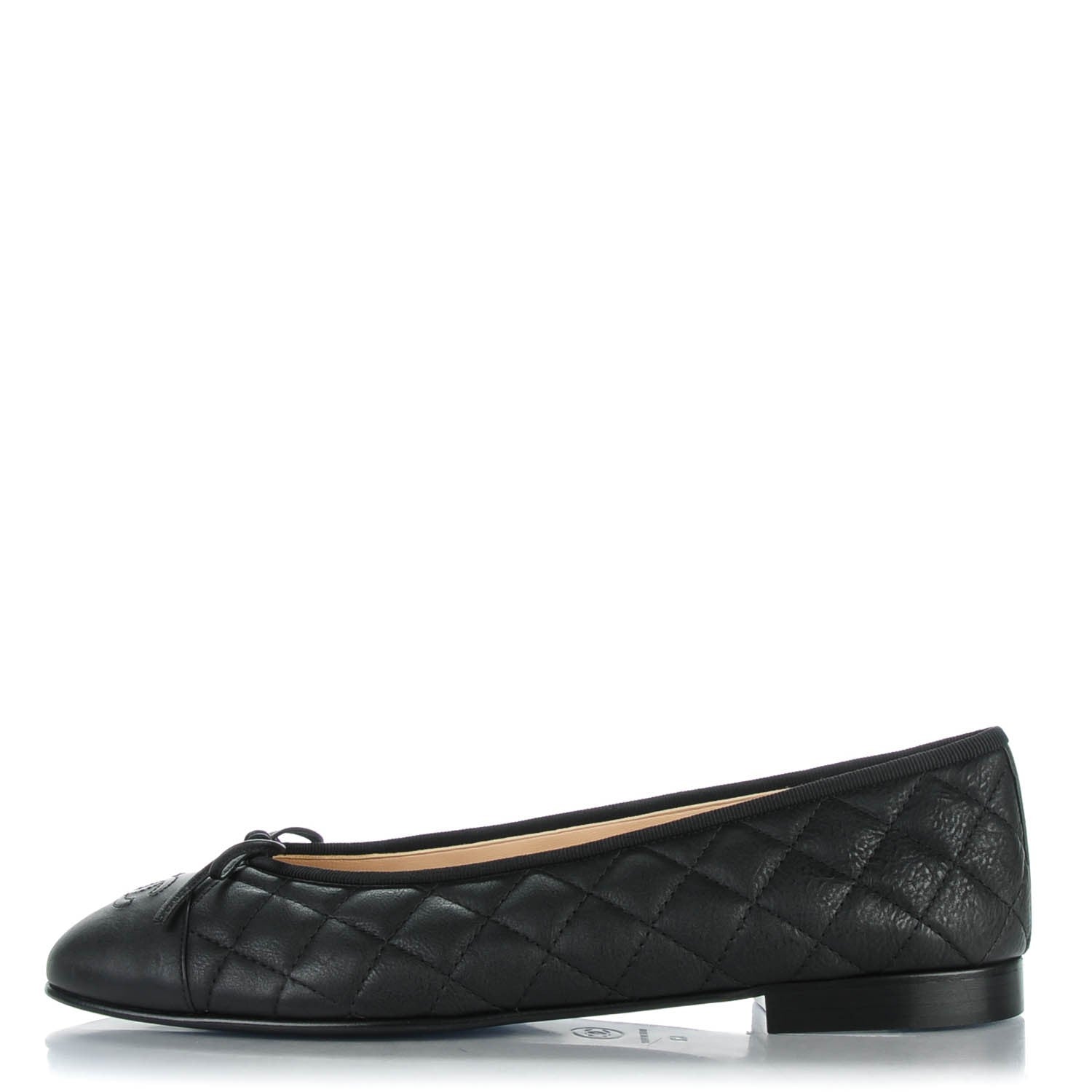 Chanel Aged Calfskin Quilted CC Cap Toe Ballerina Flats 42 Black 1 of 9