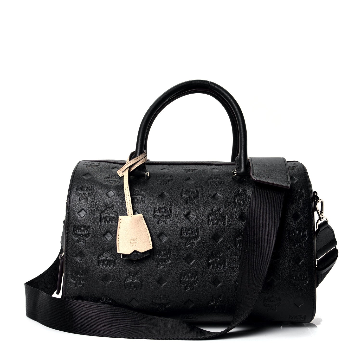 MCM Calfskin Ottomar Monogram Essential Boston Bag Black 1 of 4