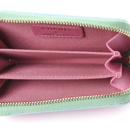 Chanel Caviar Quilted Filigree Coin Purse Pink Green Blue 4 of 6
