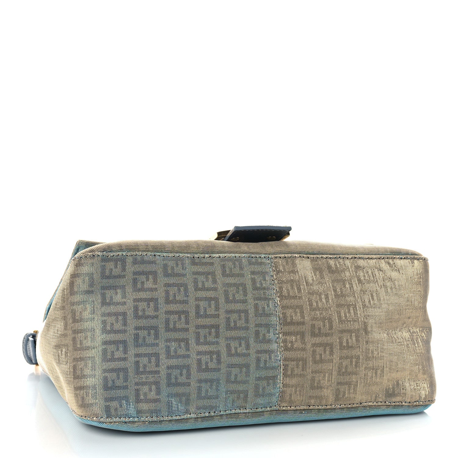 Fendi Metallic Zucchino Canvas Forever Mama Baguette Platinum Light Blue 4 of 9