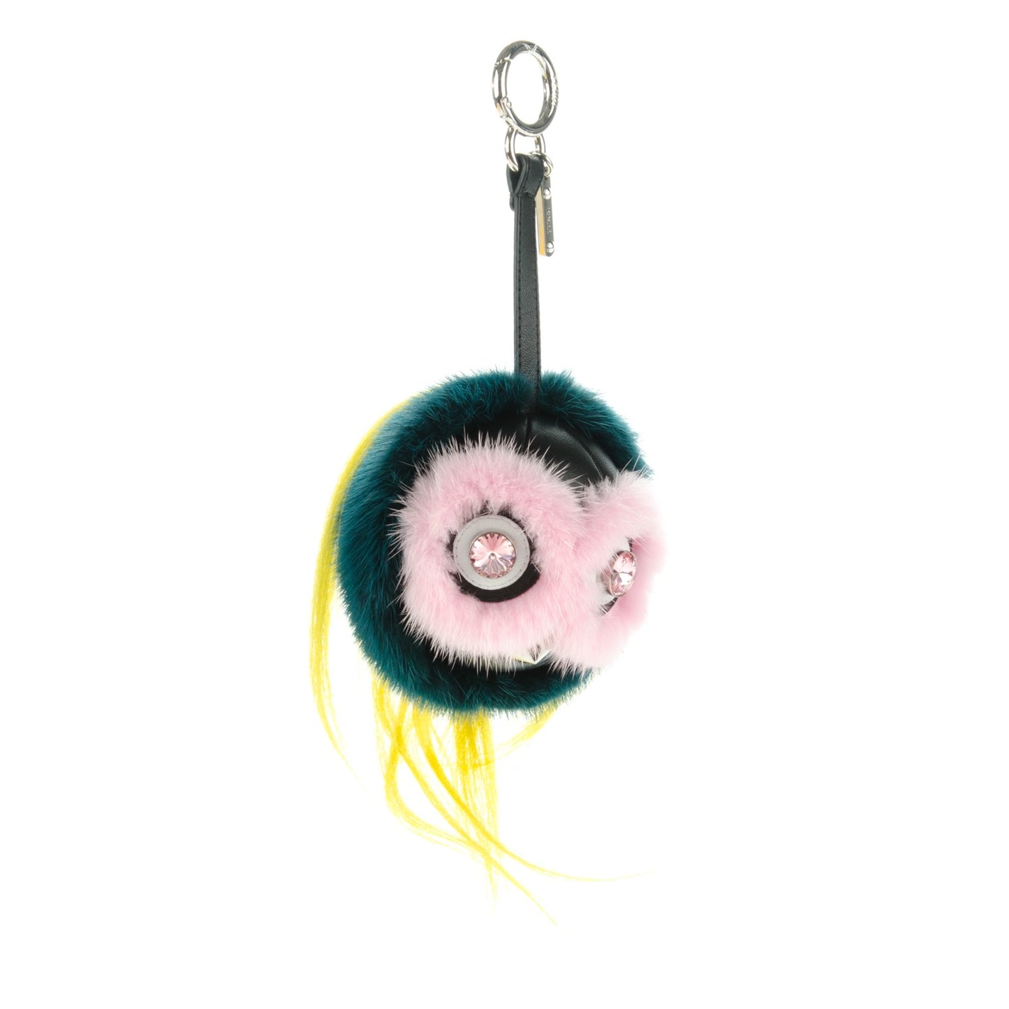 Mink Goat Fur QuTweet Jungle Bag Bug Charm Green Yellow Pink