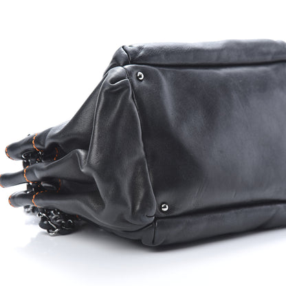 Chanel Lambskin Lax Accordion Hobo Black Orange 9 of 12