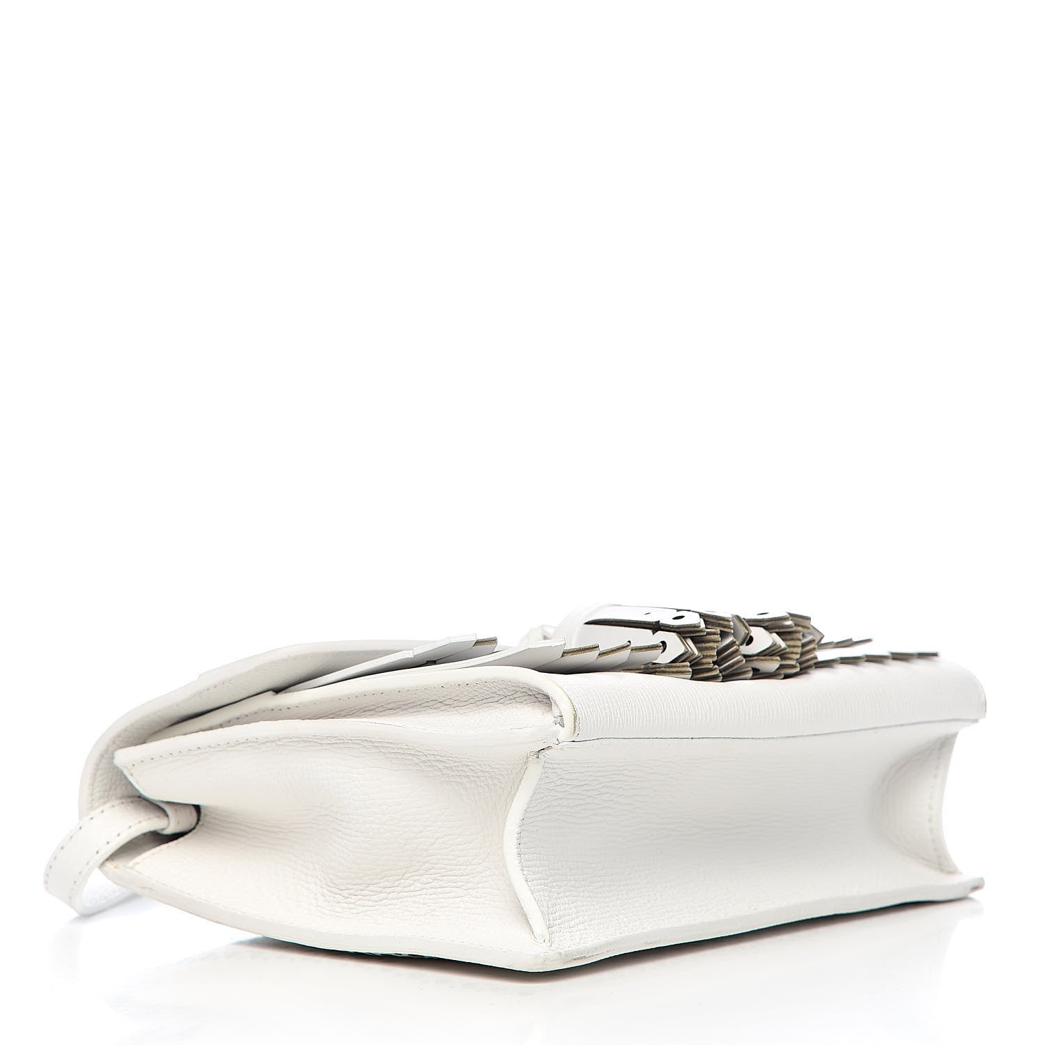 Burberry Grainy Calfskin Broguing Tassel Small Macken Crossbody Bag Chalk White 4 of 11
