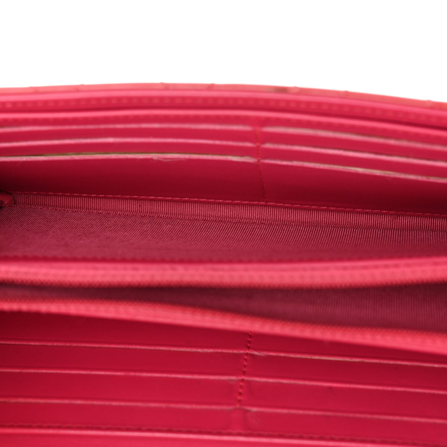 Patent Quilted Large Gusset Flap Wallet Pink
