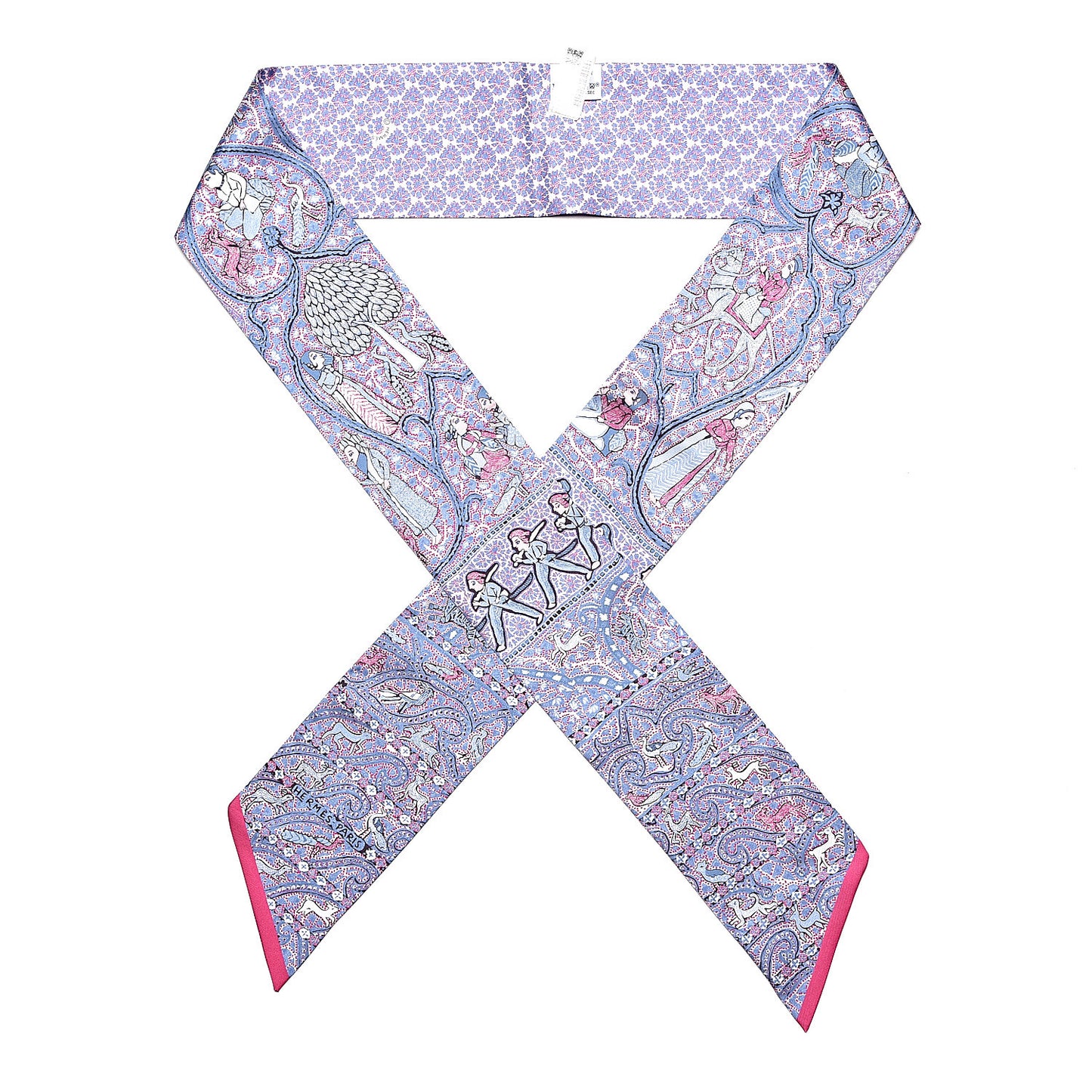 Silk Lalbhai Maxi Twilly Slim Blue Jean Parme Rose