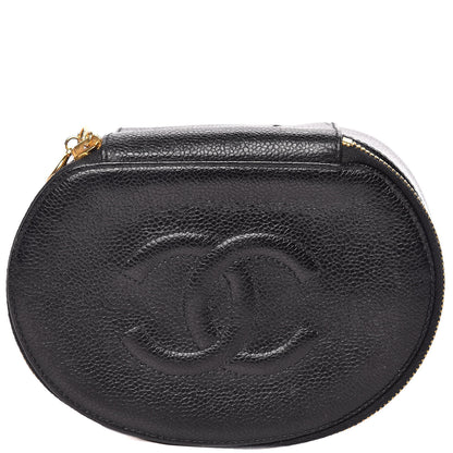 Chanel Caviar Round Jewelry Travel Case Black 5 of 11
