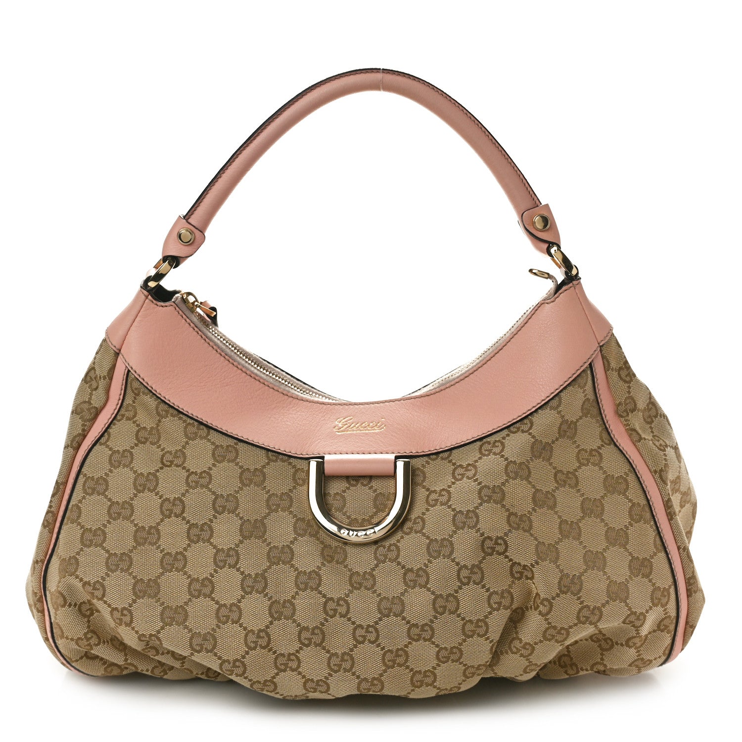 Gucci Monogram Medium D Gold Ring Hobo Pink 1 of 10