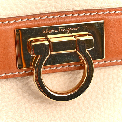 Salvatore Ferragamo Grained Calfskin Small Sofia Satchel White Brown 11 of 15