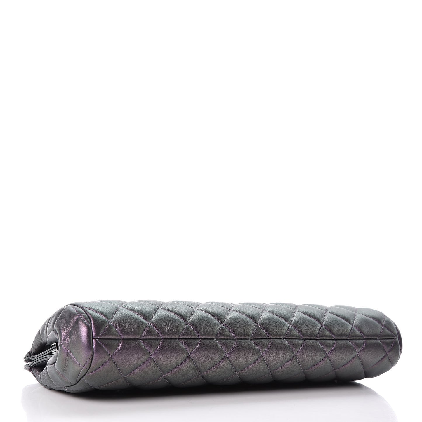 Iridescent Lambskin Quilted Clutch Dark Purple