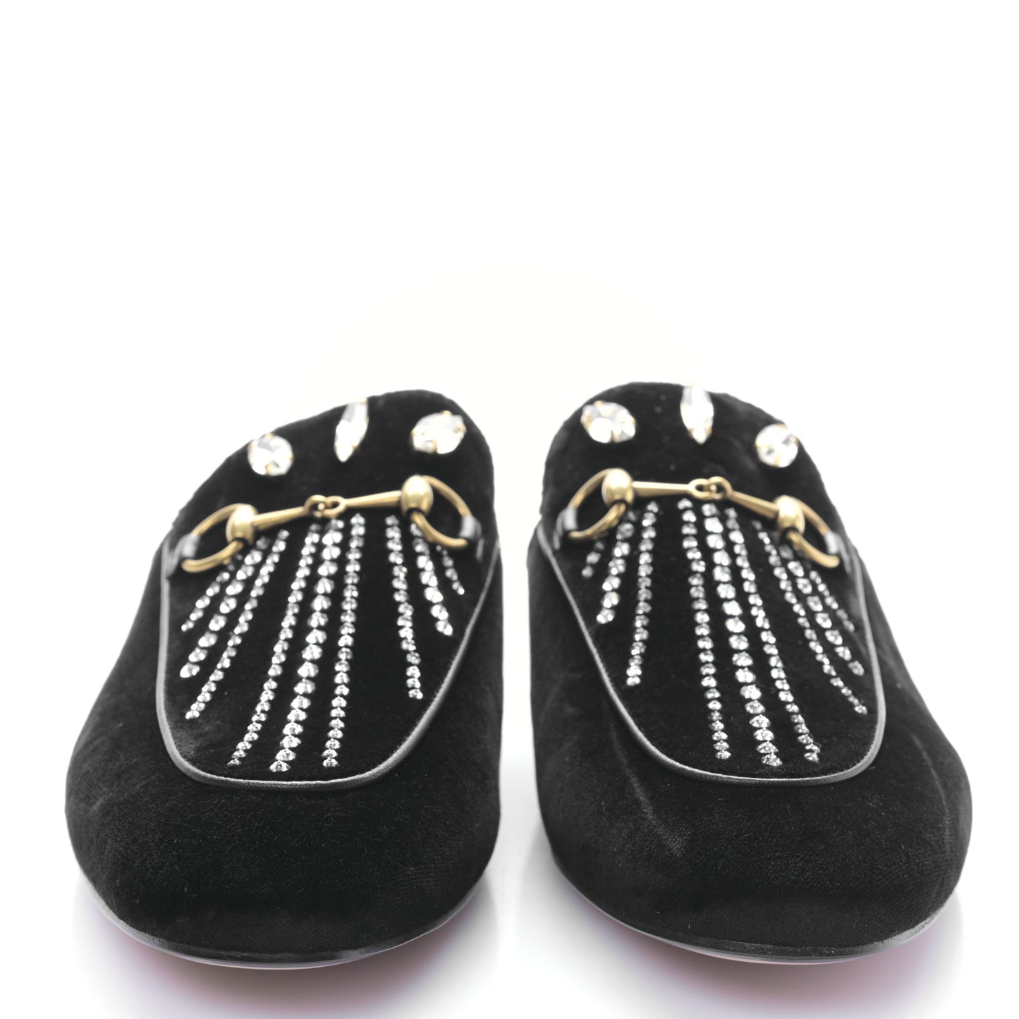 Velvet Marquise Crystals Womens Princetown Slippers 39 Black
