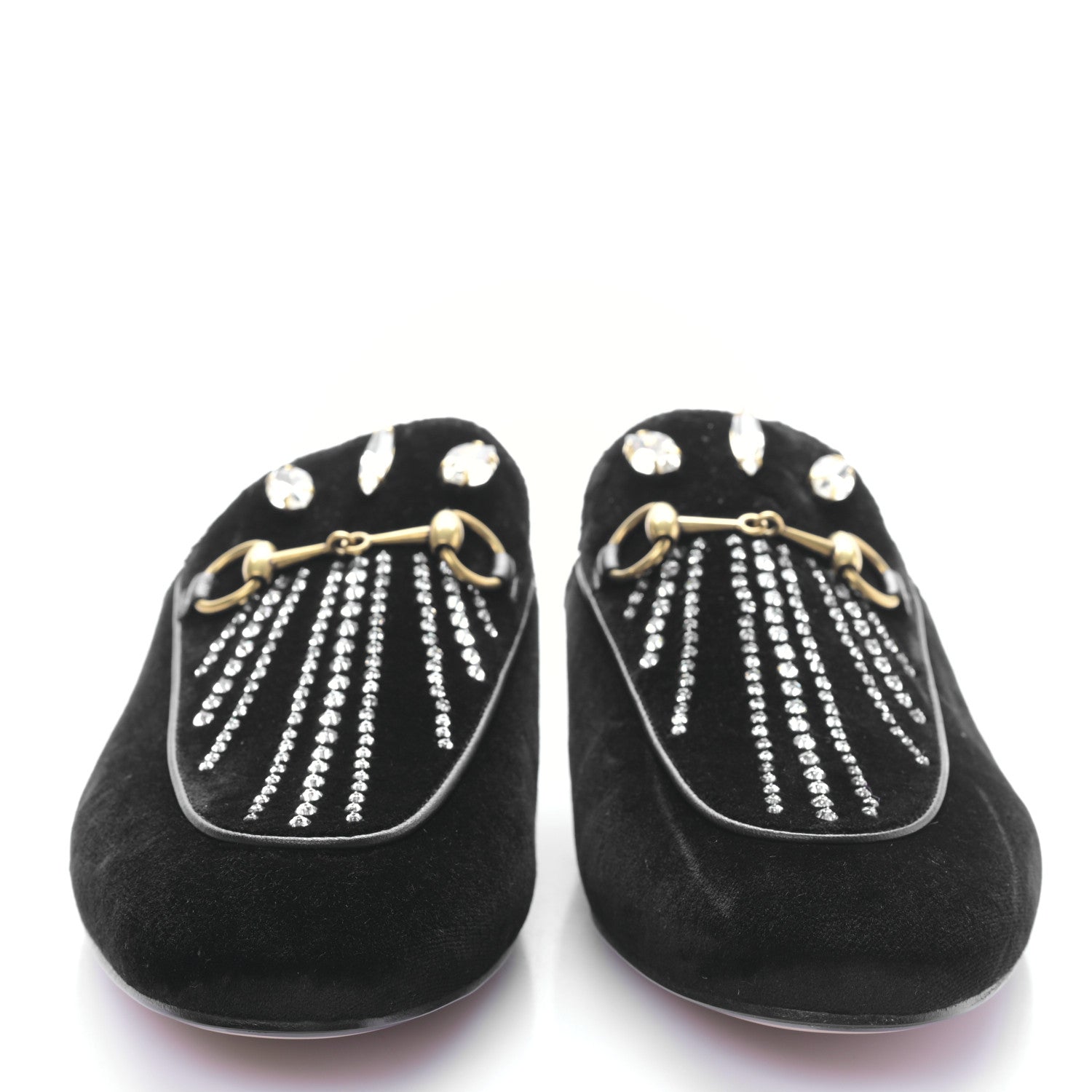 Gucci Velvet Marquise Crystals Womens Princetown Slippers 39 Black 2 of 8
