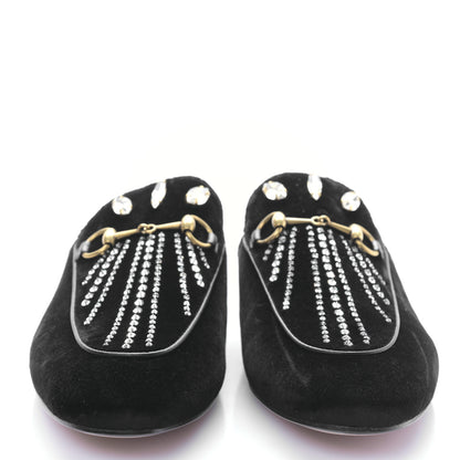 Gucci Velvet Marquise Crystals Womens Princetown Slippers 39 Black 2 of 8