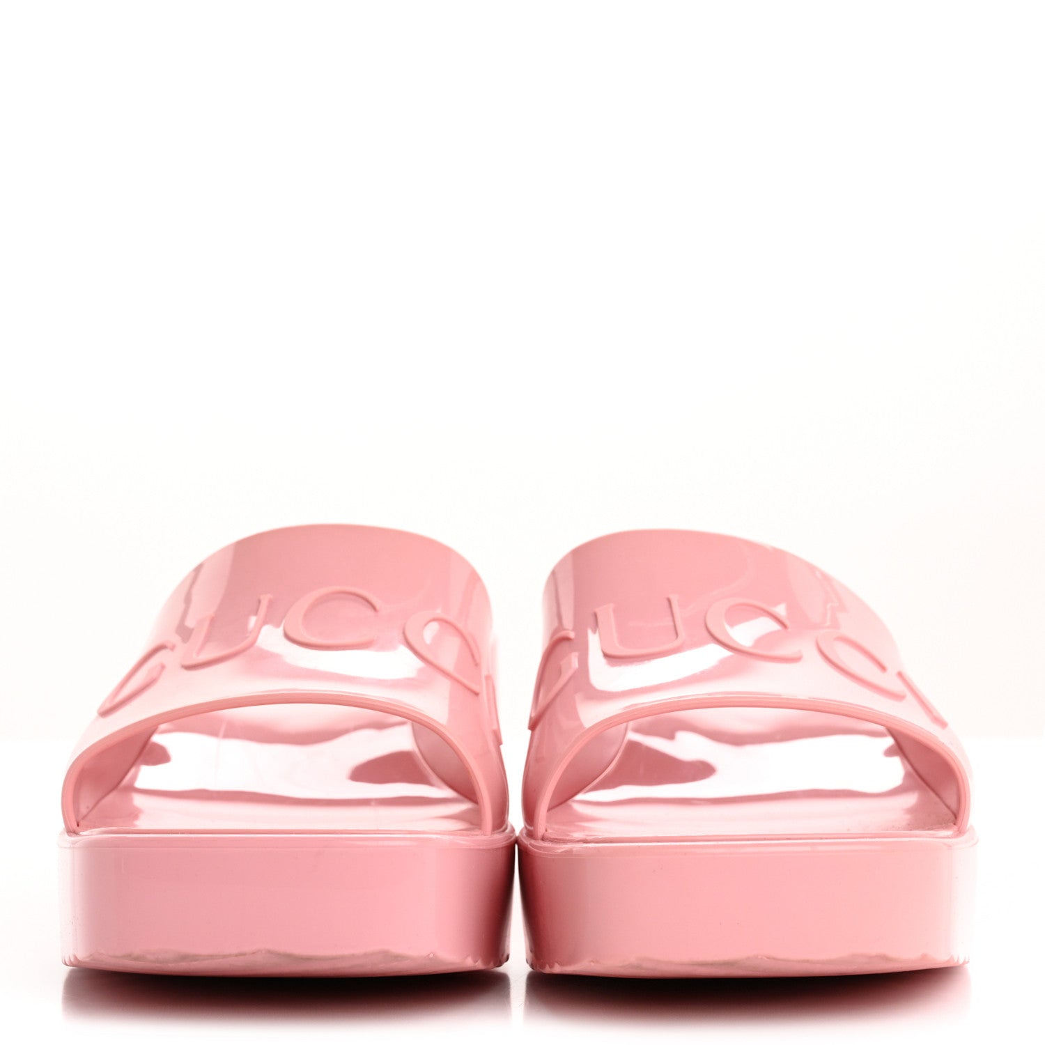 Gucci Rubber Gucci Logo Womens Platform 20/60mm Slide Sandals 40 Wild Rose 3 of 12