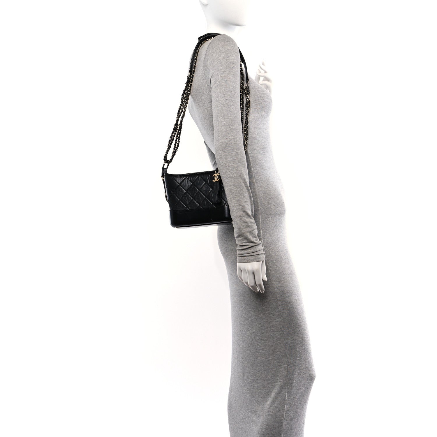 Chanel Aged Calfskin Quilted Small Gabrielle Hobo Black 2 of 11