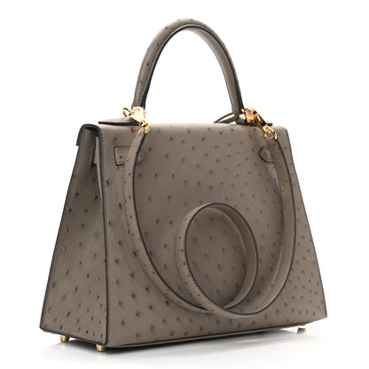Hermes Ostrich Kelly Sellier 28 Gris Tourterelle 3 of 7