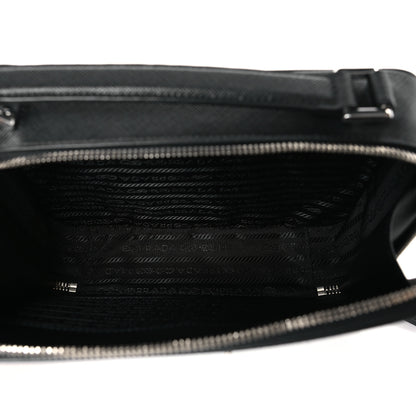 Prada Saffiano Travel Medium Brique Crossbody Bag Black 5 of 9