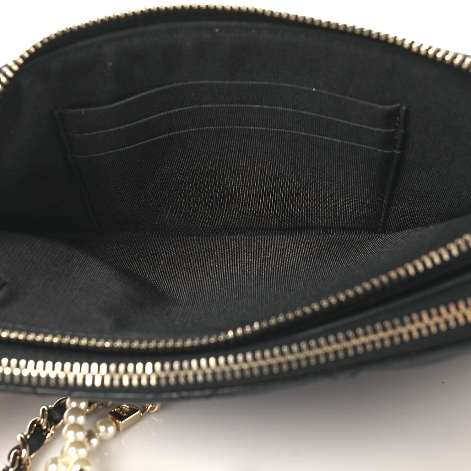 Chanel Iridescent Lambskin Quilted Pearl Clutch With Chain Black 6 of 12