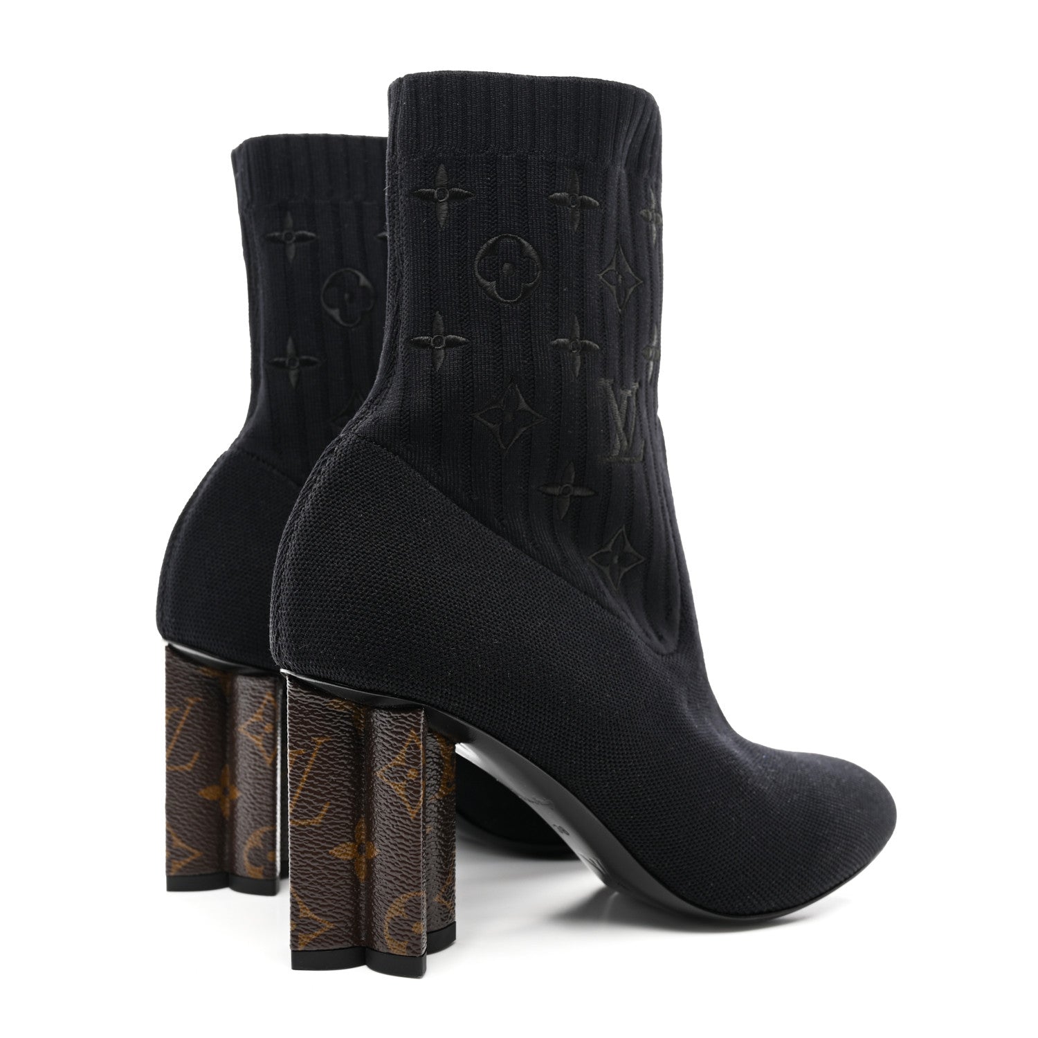 Louis Vuitton Monogram Stretch Fabric Silhouette Ankle Boots 38 Black 4 of 7