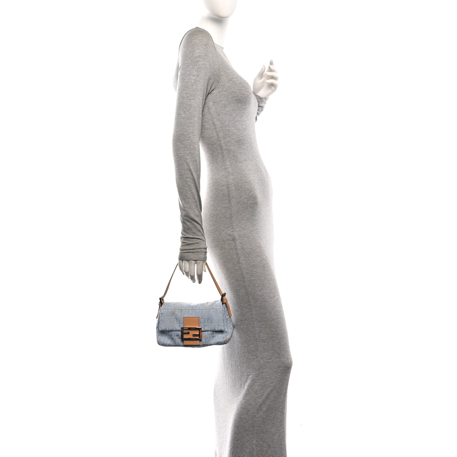 Fendi Zucchino Mini Mama Baguette Blue 2 of 9