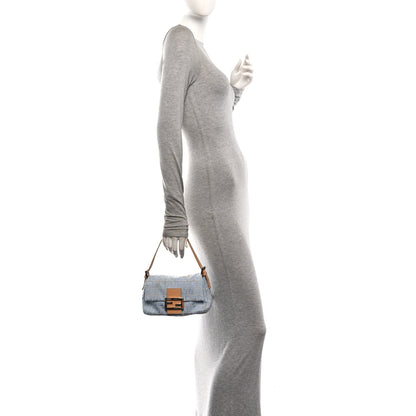 Fendi Zucchino Mini Mama Baguette Blue 2 of 9