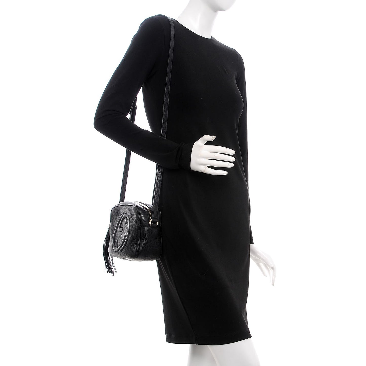 Pebbled Calfskin Small Soho Disco Bag Black