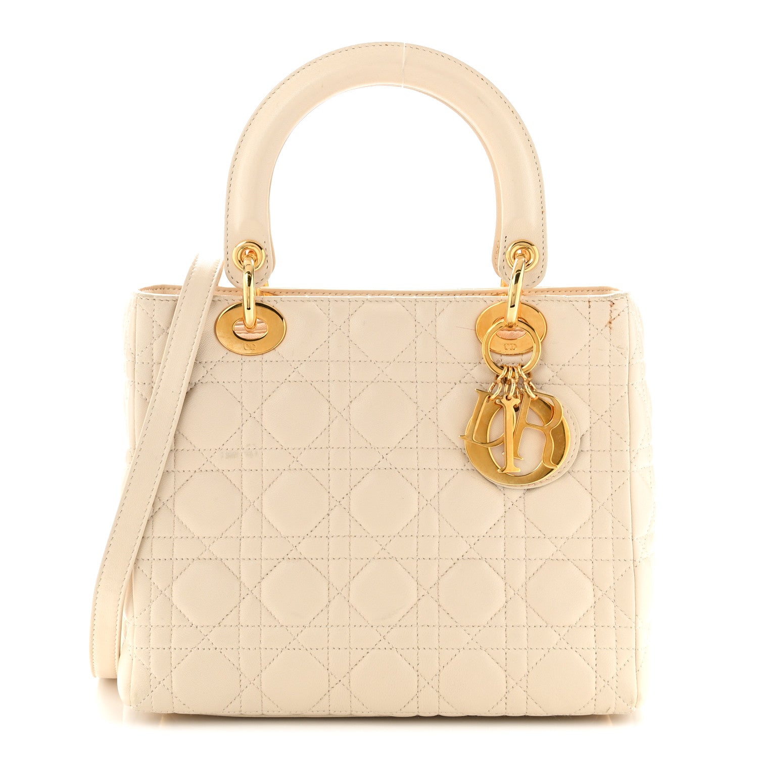 Christian Dior Lambskin Cannage Medium Lady Dior White 1 of 12