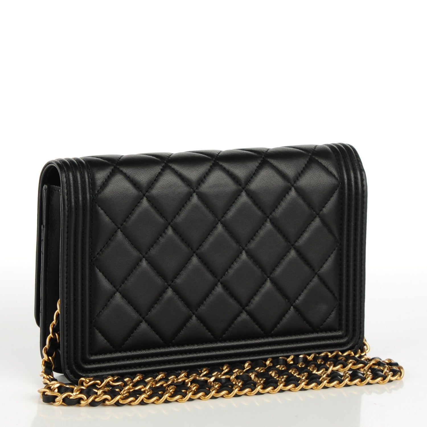 Chanel Lambskin Quilted Boy Wallet On Chain WOC Black 3 of 8