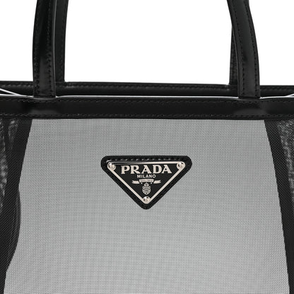 Prada Mesh Small Tote Bag Black 9 of 11