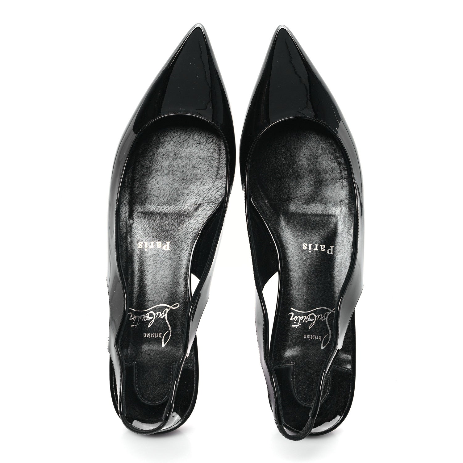 Christian Louboutin Patent Hot Chickita Slingback Flats 37.5 Black 2 of 9