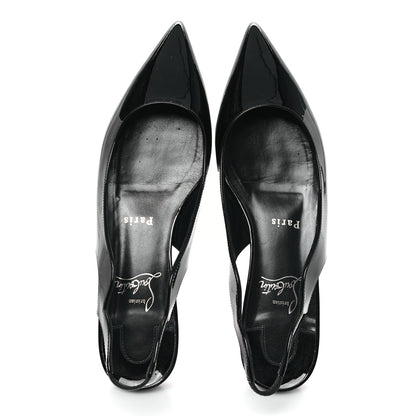 Christian Louboutin Patent Hot Chickita Slingback Flats 37.5 Black 2 of 9