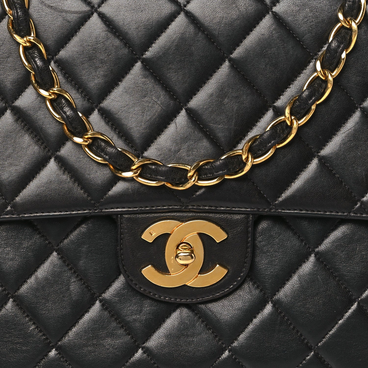 Chanel Lambskin Quilted XL Jumbo Single Flap Black 8 of 10