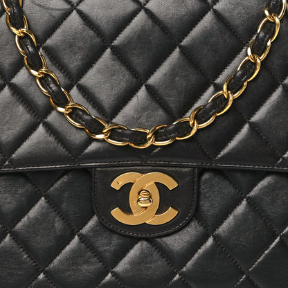 Chanel Lambskin Quilted XL Jumbo Single Flap Black 8 of 10