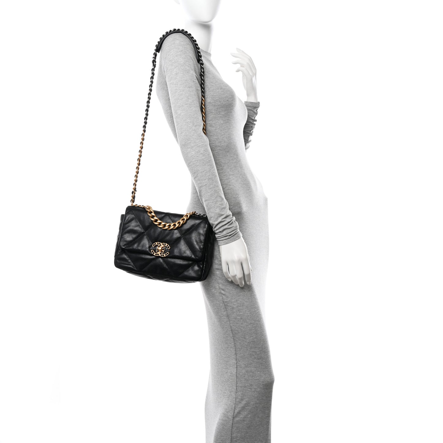Goatskin Quilted Medium Chanel 19 Flap Black