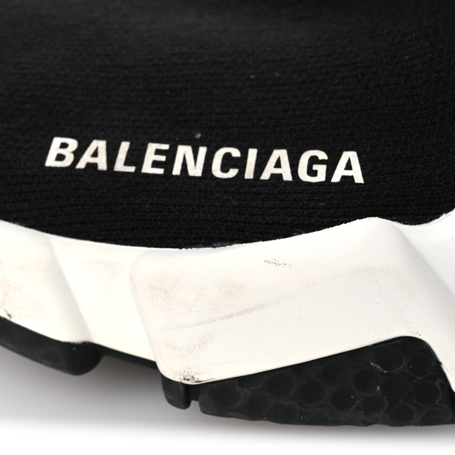 Balenciaga Neoprene Knit Womens Speed Clear Sole Sneakers 37 Black White 11 of 13