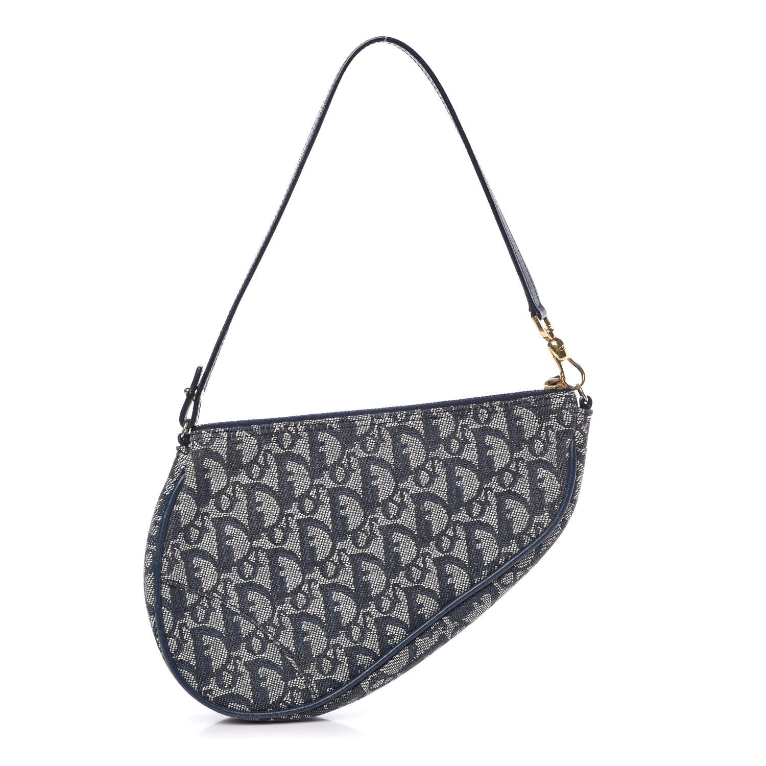Christian Dior Monogram Mini Saddle Pochette Navy 1 of 10