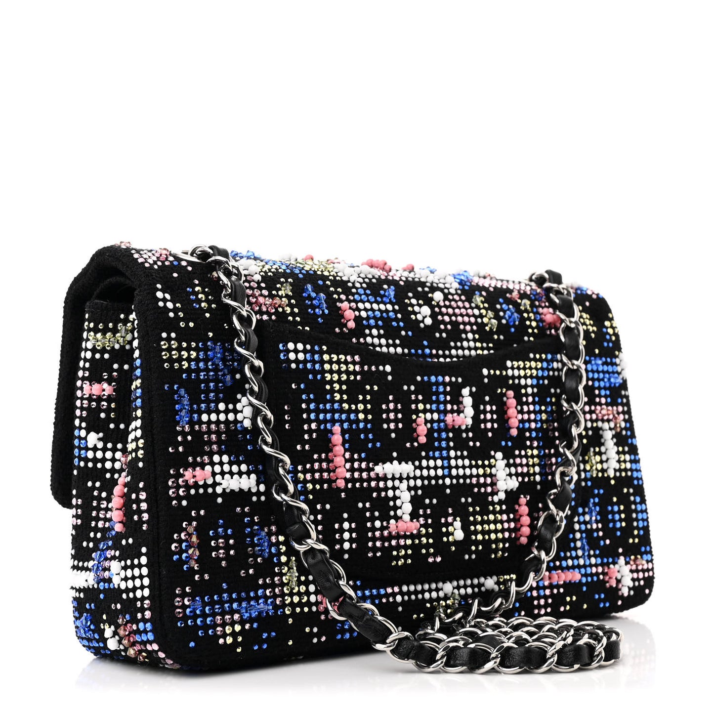Crystal Tweed CC Medium Double Flap Black