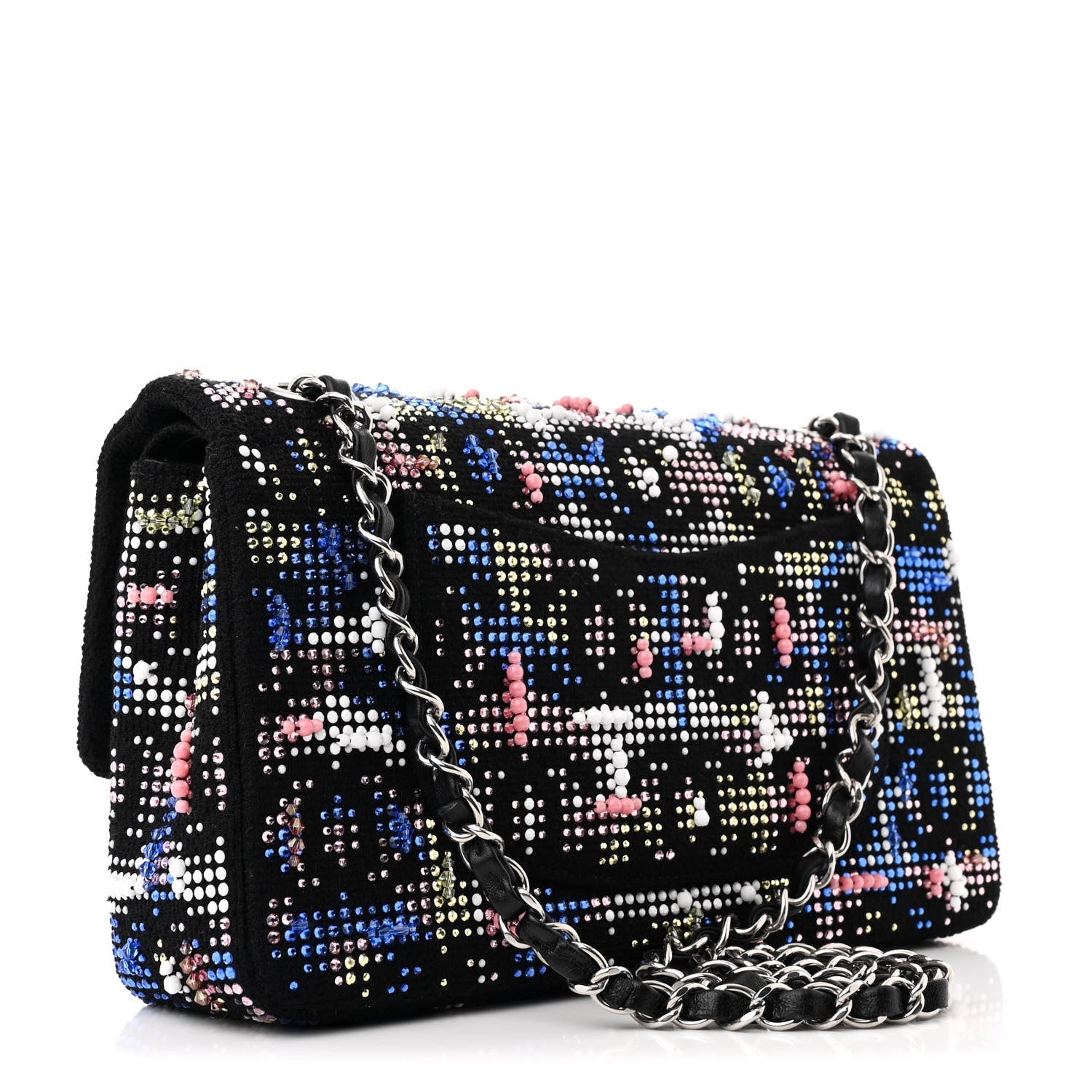Chanel Crystal Tweed CC Medium Double Flap Black 3 of 11
