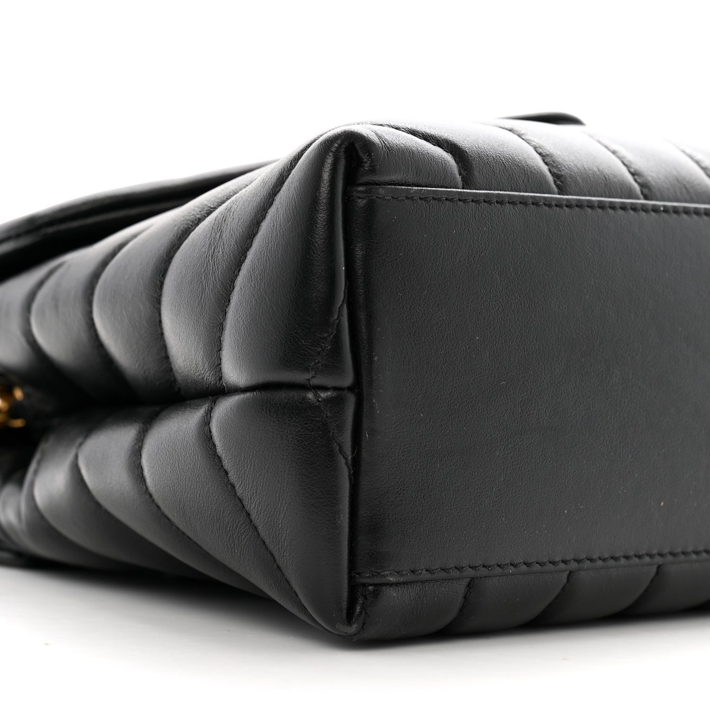 Calfskin Y Quilted Monogram Small Loulou Chain Satchel Black