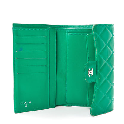 Chanel Lambskin Quilted Large Flap Wallet Green 5 of 18