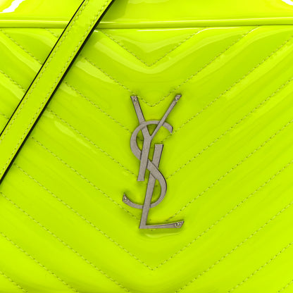 Saint Laurent Patent Calfskin Matelasse Monogram Lou Camera Bag Neon Yellow 8 of 10