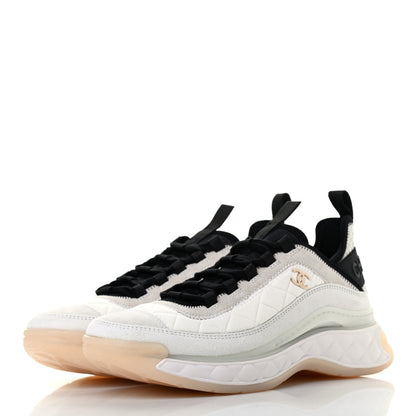 Chanel Velvet Calfskin Mixed Fibers CC Sneakers 39 Ivory Black 3 of 12