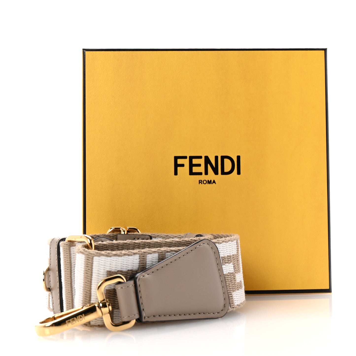 Jacquard Ribbon Vitello King FF Bi-Color Intreccio Adjustable Strap You Dove White Anthracite