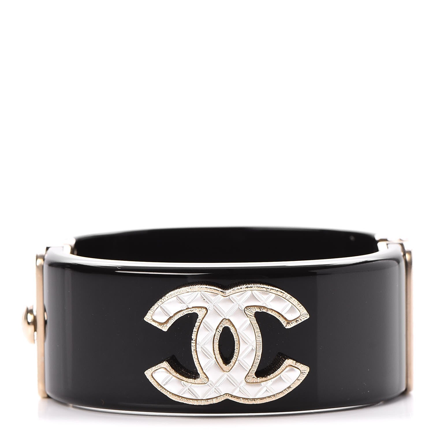 Chanel Resin Quilted CC Cuff Black 1 of 6