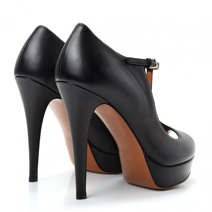Gucci Calfskin T Strap Platform Pumps 35.5 Black 4 of 11