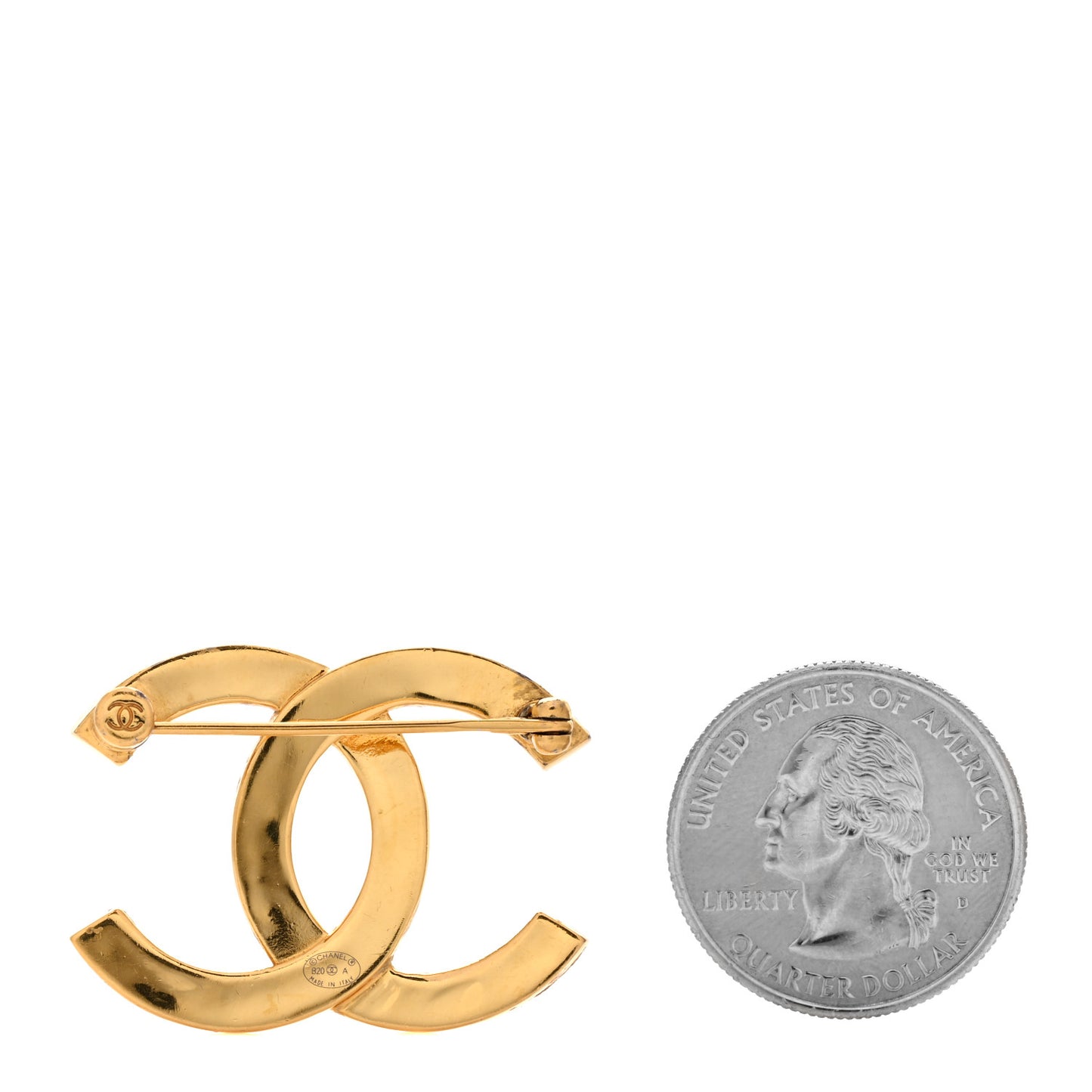 Metal Paris Button CC Large Brooch Gold