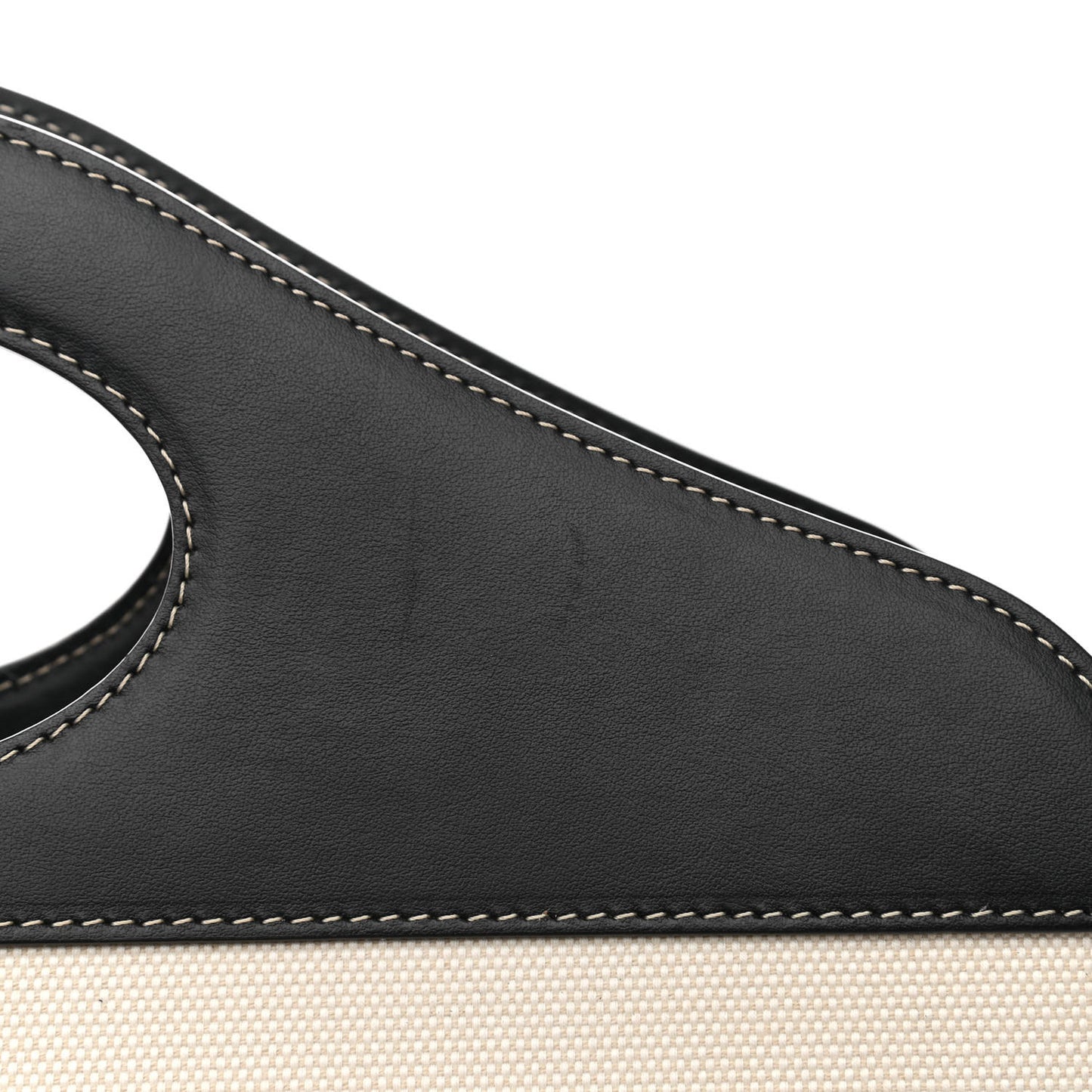 Canvas Smooth Calfskin Two Tone Medium Pocket Bag Natural Black