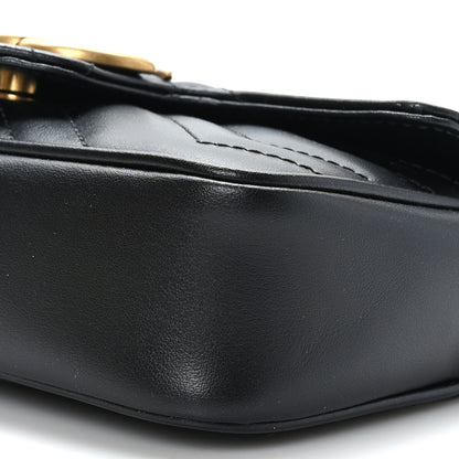 Gucci Calfskin Matelasse Super Mini GG Marmont Shoulder Bag Black 9 of 10