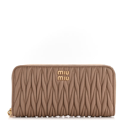 Miu Miu Matelasse Large Zip Around Wallet Cammeo 1 of 11