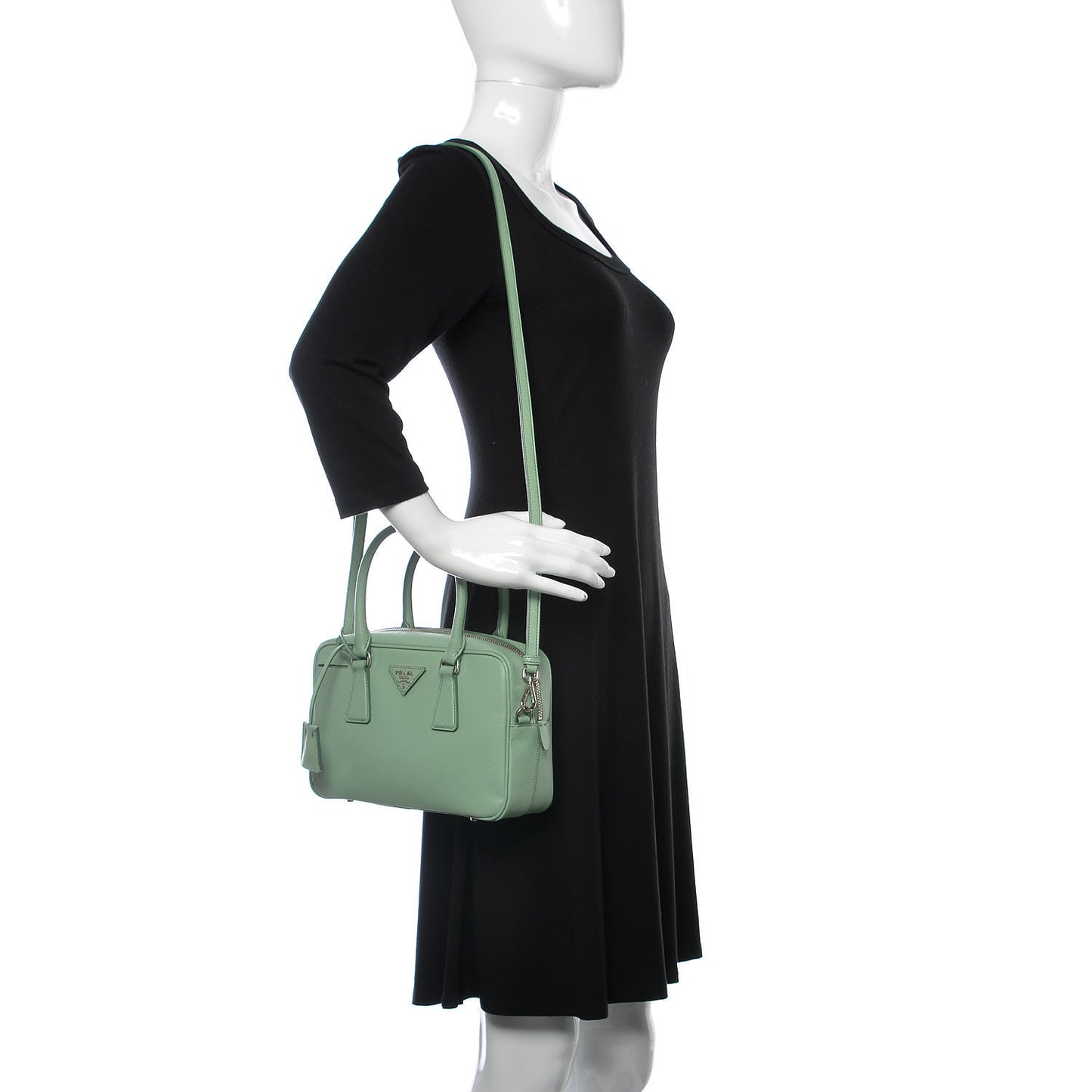 Saffiano Lux Top Handle Crossbody Bag Acquamarina