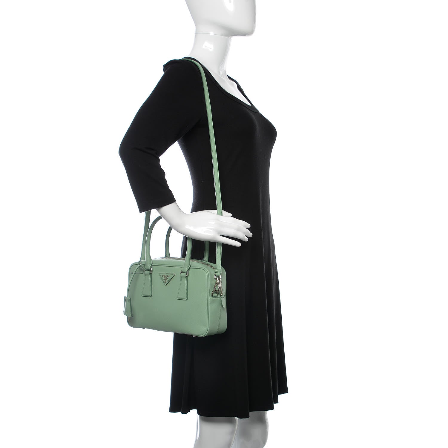 Prada Saffiano Lux Top Handle Crossbody Bag Acquamarina 2 of 9